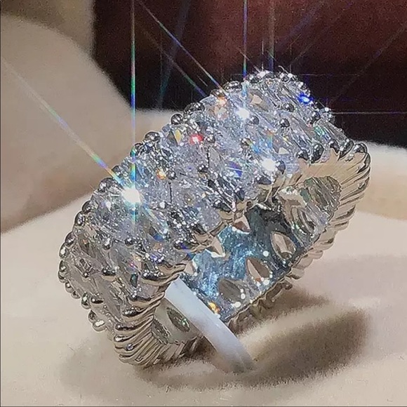 Jewelry - ETERNITY 925 STERLING SILVER DIAMOND RING